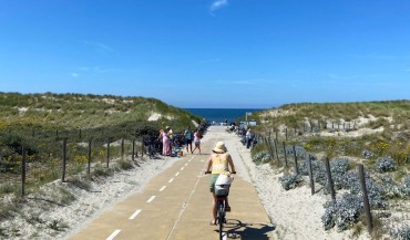 Cycling towards the sea.